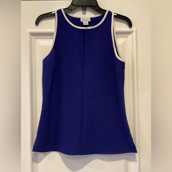 Liz Claiborne Sleeveless Blouse Top Size Small Royal Blue With White Trim - Picture 1 of 7
